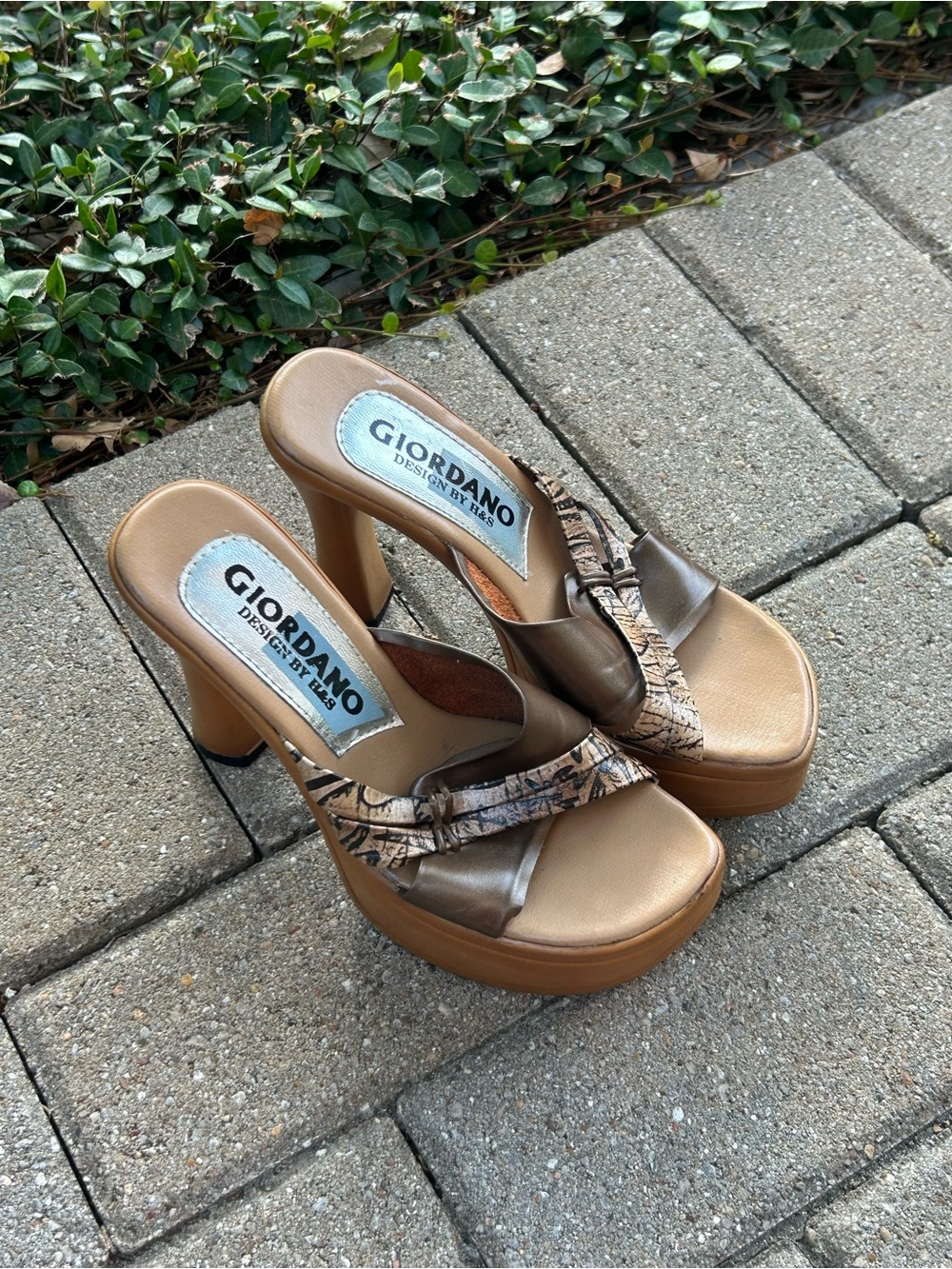 Giordano Brown Platform Heeled Sandals - Brown